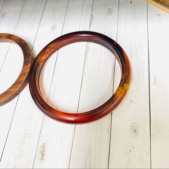 Wood and Acrylic Amber Swirl Bangles - Picture 2 of 3